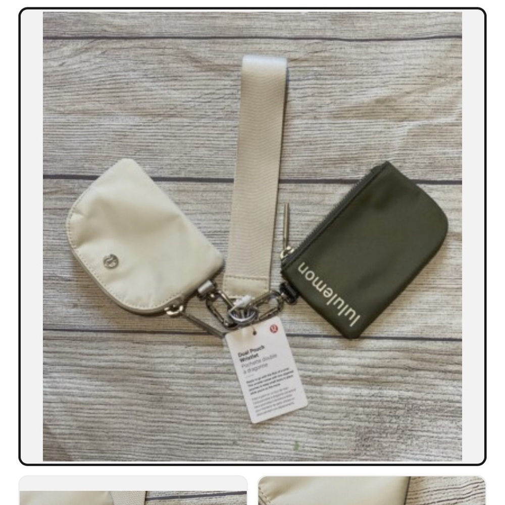 Lululemon Dual pouch wristlet in Grey sage/Light ivory NWT